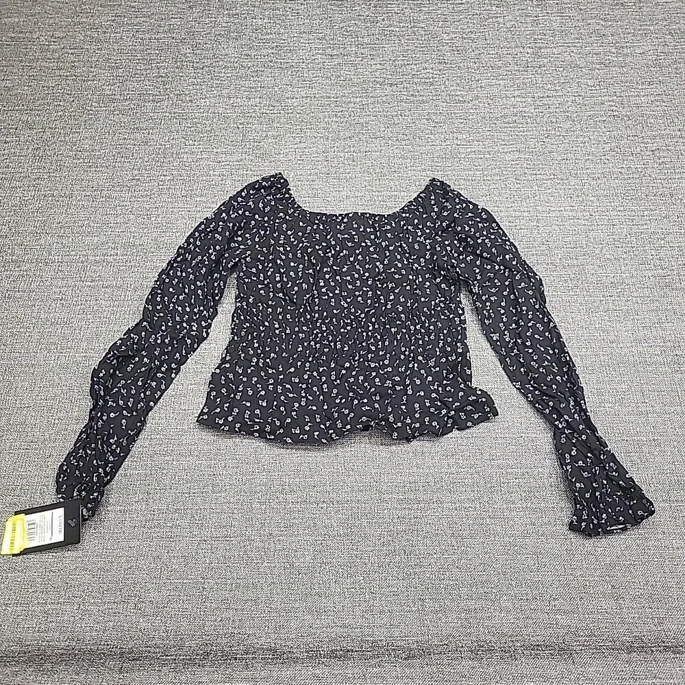 Art Class Girls Long Sleeves Ruched Waist Blouse Top Large Size 10/12 Black
